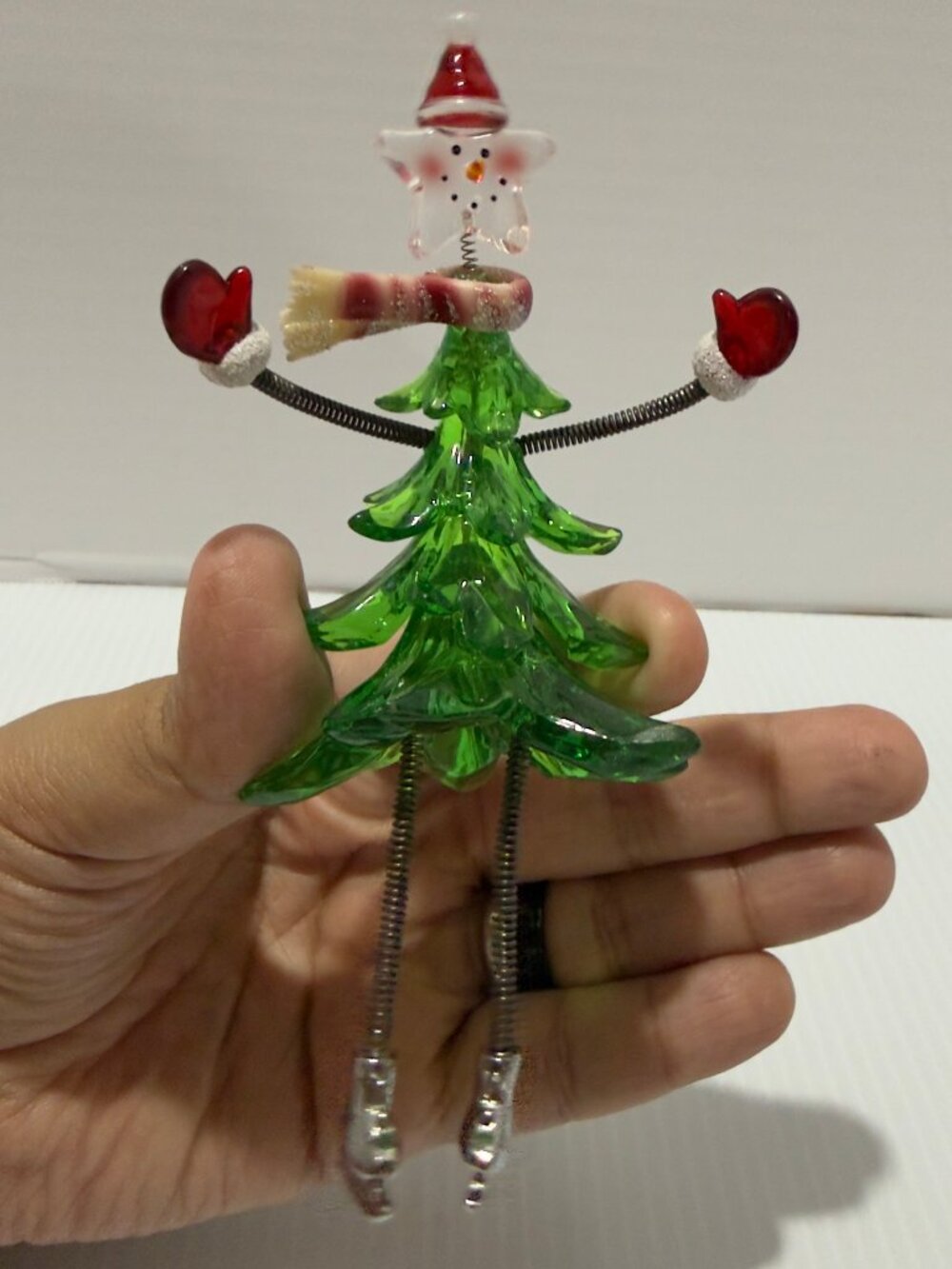 Vintage Blown Glass Christmas Tree Shelf Sitter Dangle Leg Ornament VTG